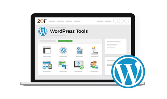 WordPress tools on laptop