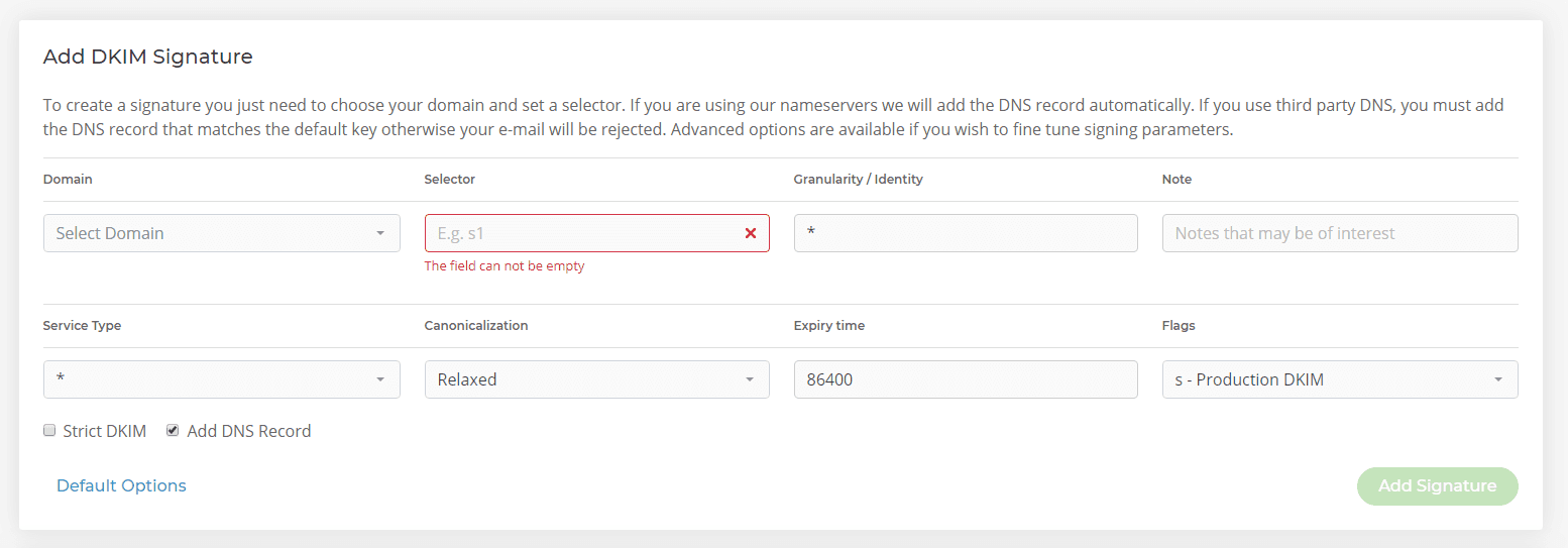 How do I add a DKIM record? 20i