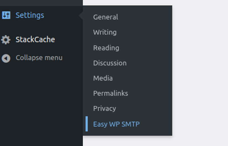 Easy WP SMTP plugin in settings