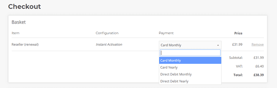 My20i Checkout Change Payment Frequency