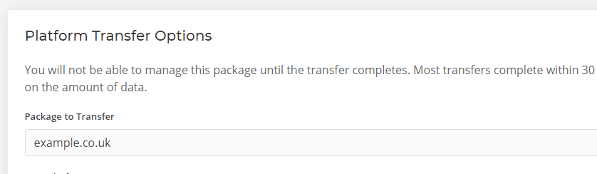 Platform transfer options