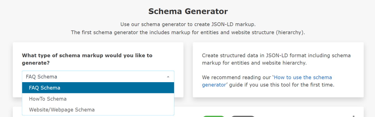 schema generator with entity and hierarchy markup