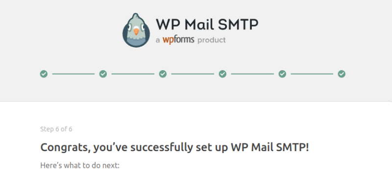 WP Mail SMTP WordPress plugin success notification