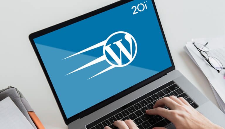 Laptop with WordPress logo fastest WP hosting