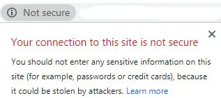 Google not secure warning