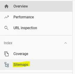 Google Search Console Sitemaps menu