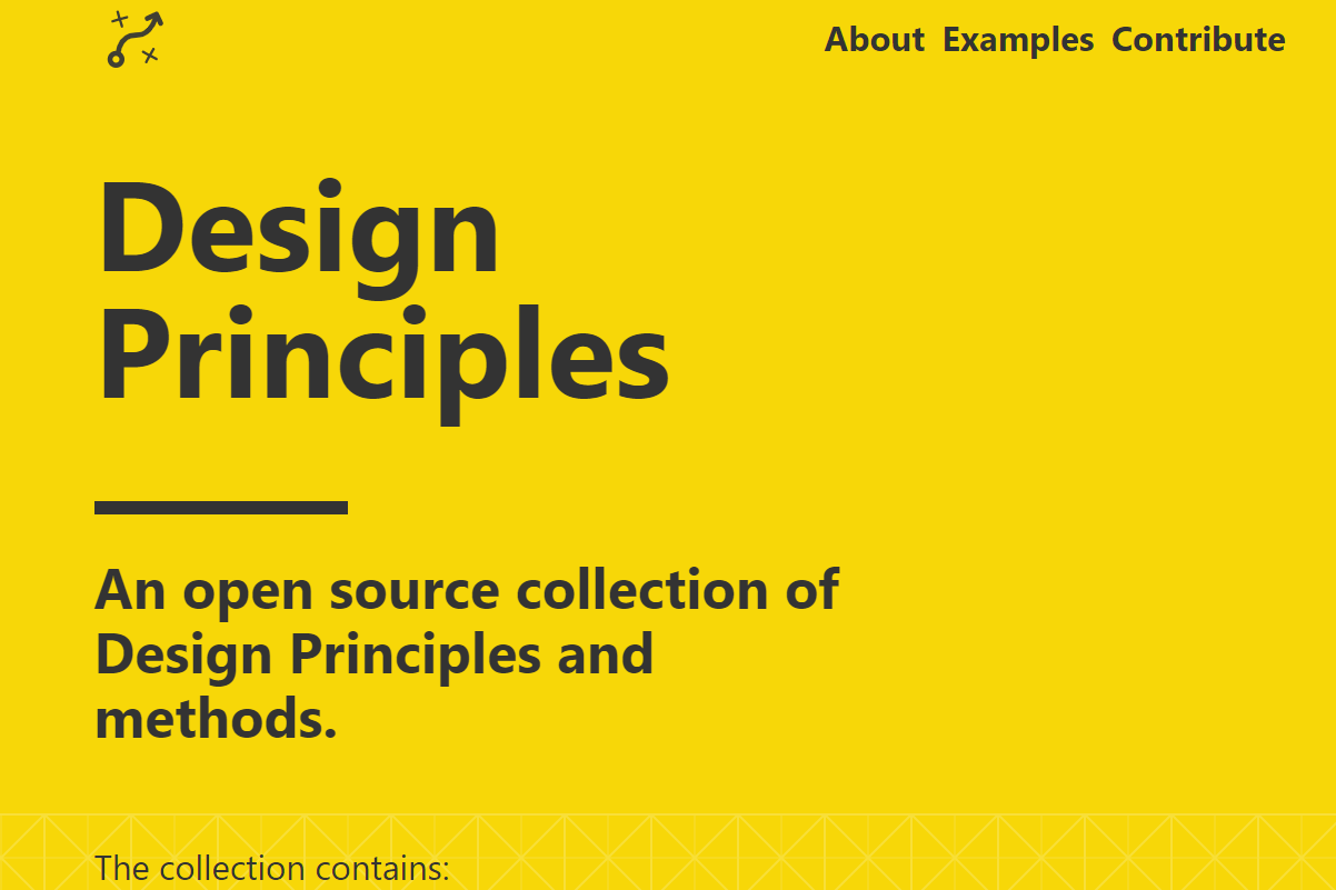 Screenshot of Design Principles home page