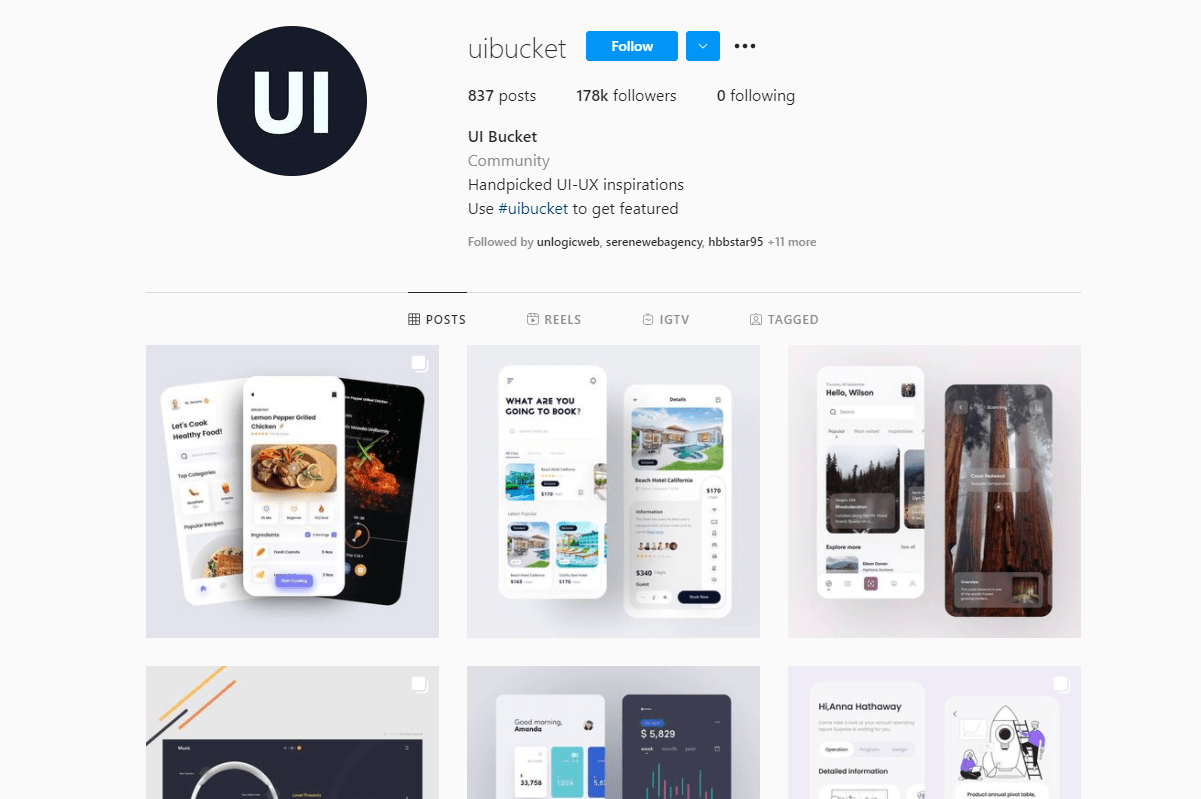 Screenshot of UI Bucket home page