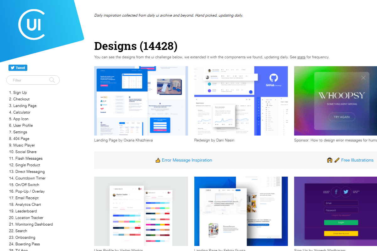 Screenshot of CollectUI homepage