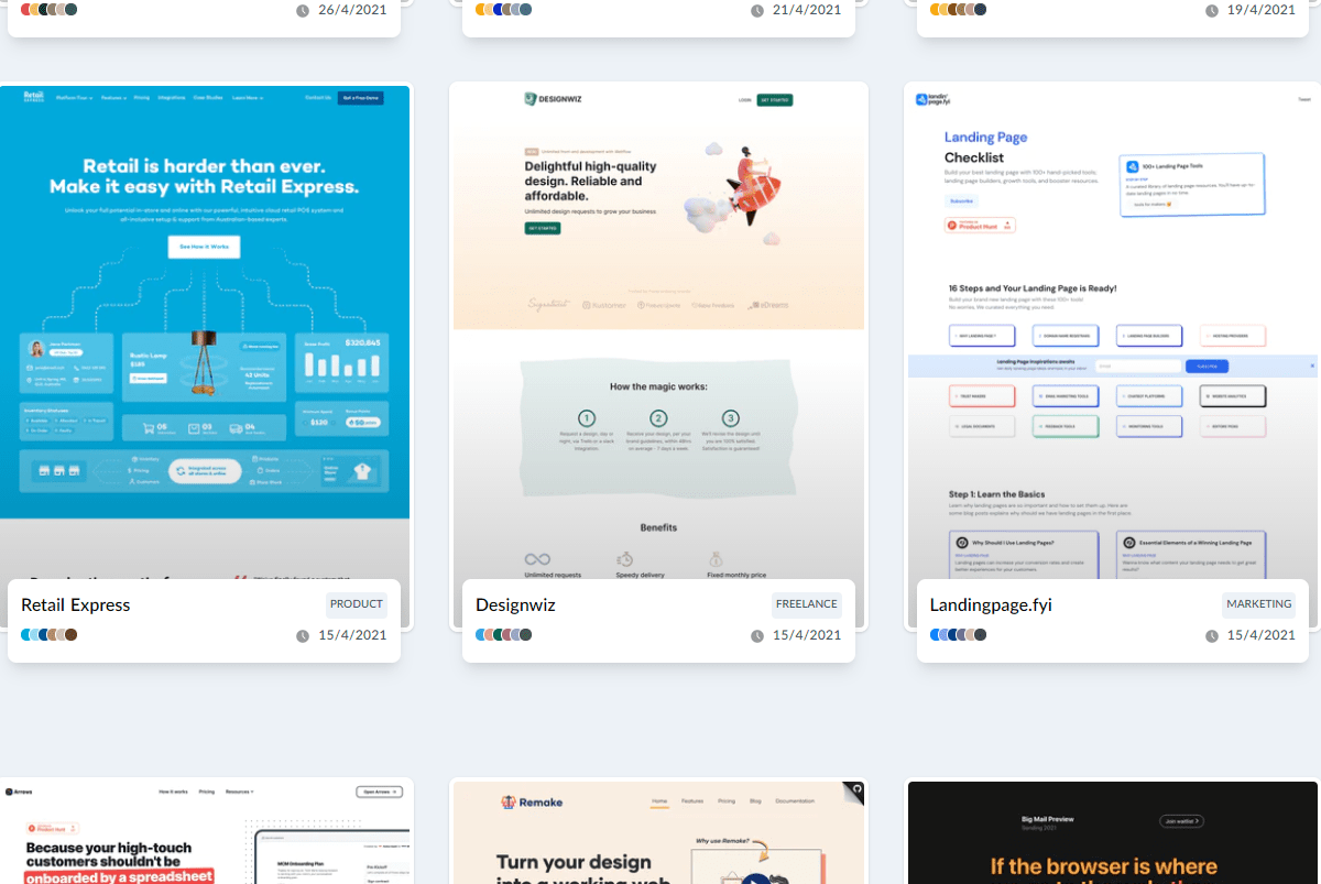 Screenshot of LandingFolio home page