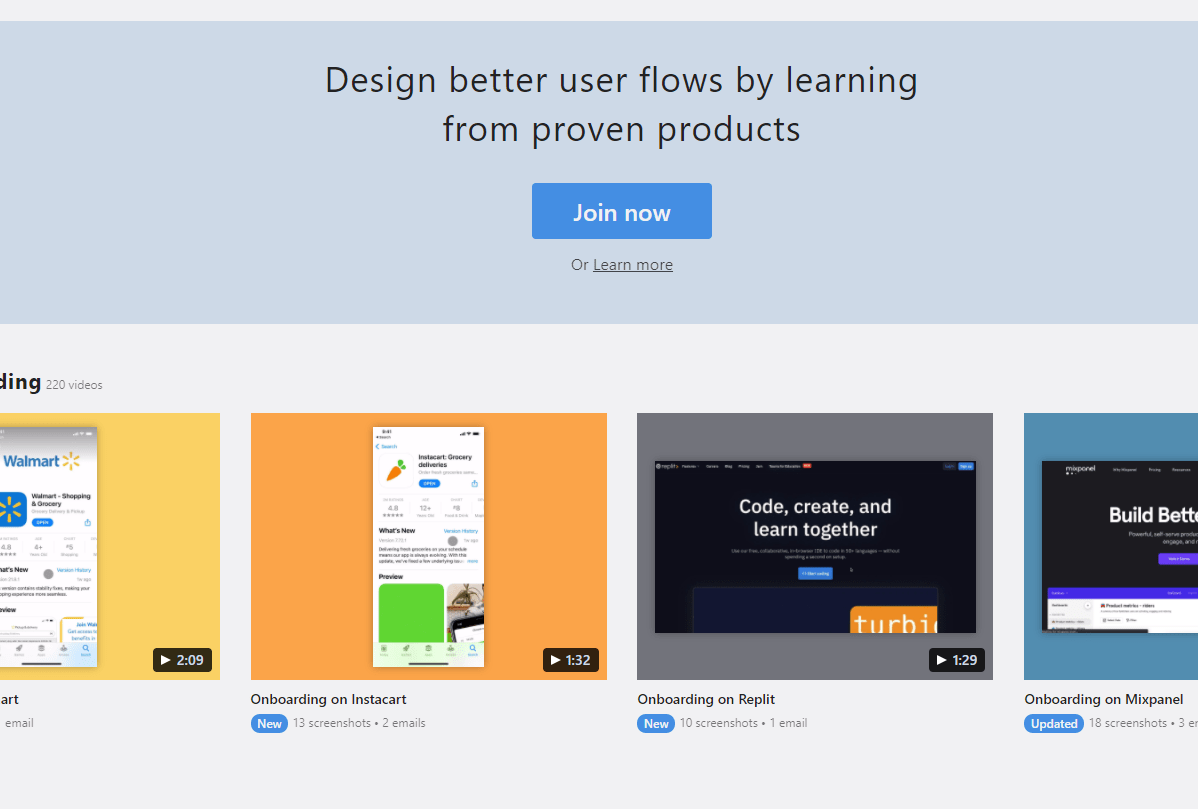 Screenshot of Page Flows homepage