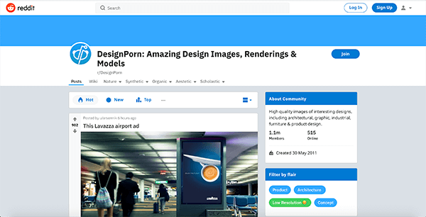 This subreddut is great for design inspiration, including web design