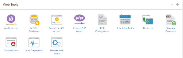 MySQL databases in the My20i control panel
