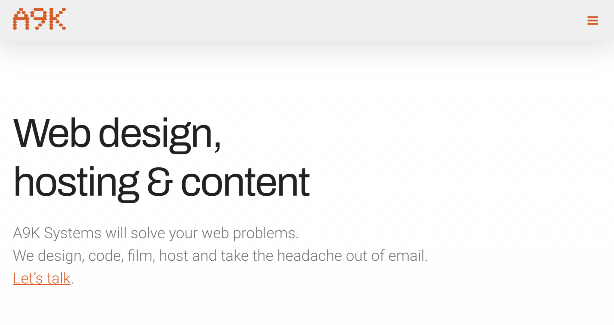 A9K Systems website homepage