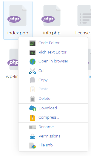 My20i File Manager interface