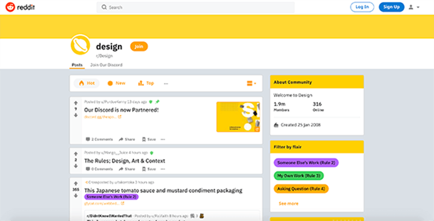 Screenshot of Reddit homepage