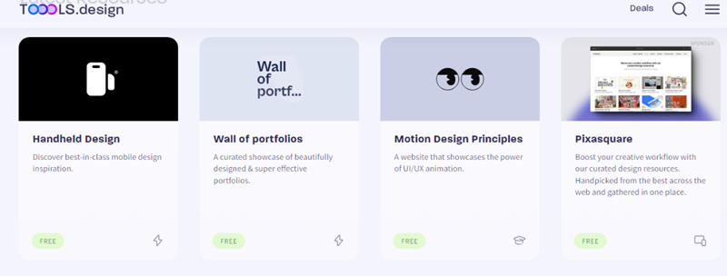 Screenshot of Tools Design home page
