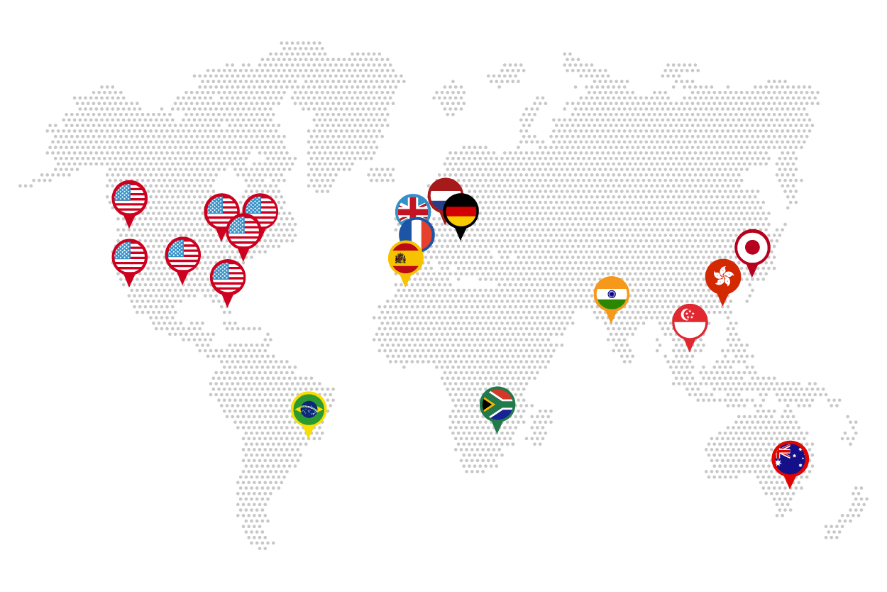20i CDN Node Map Map of the 20i Global CDN network
