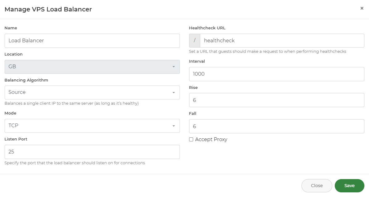 Manage VPS Load Balancer Managing the VPS Load Balancer in My20i
