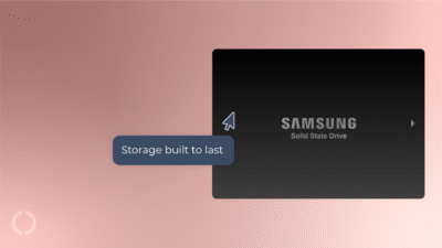 The SSD we use for hosting: the Samsung PM897. Subtitle reads: Storage built to last