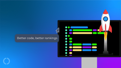 7 things web developers need to know about SEO. Subtitle reads: Better code, better rankings