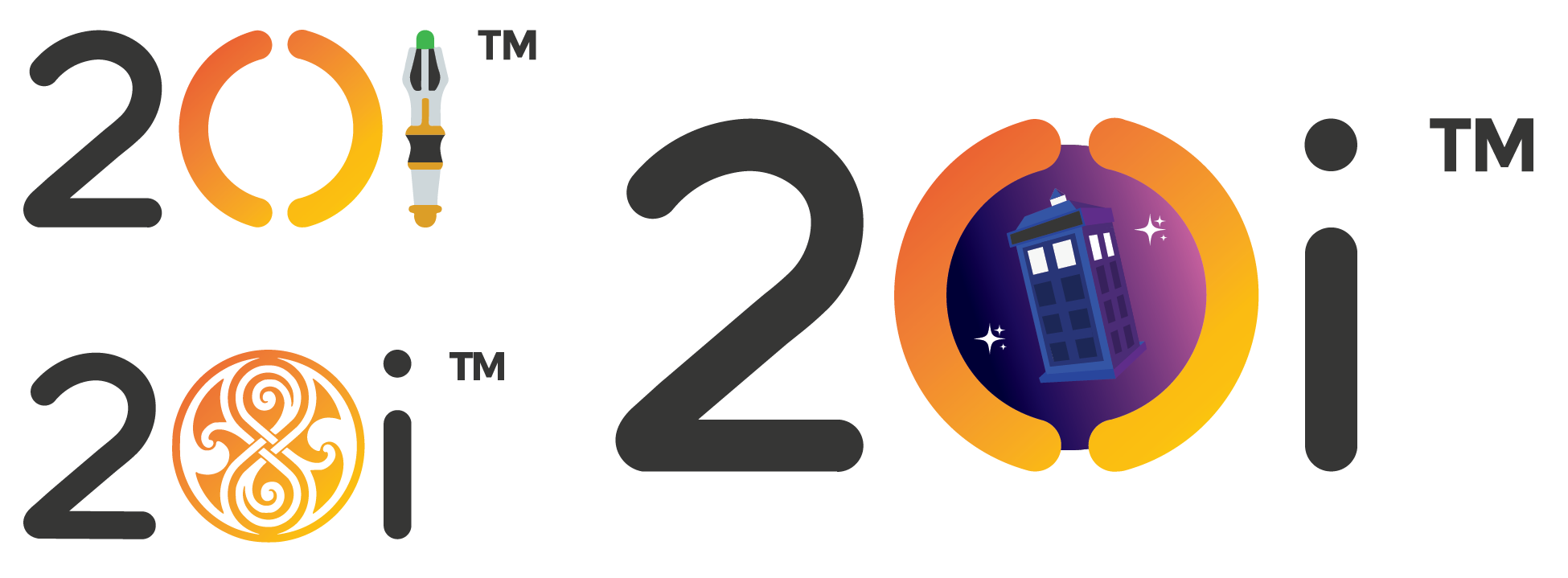 Some alternative Doctor Who-themed designs for the 20i logo