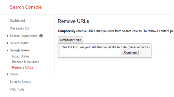 Remove URL in Search Console