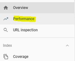 Google Search Console performance tab