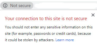 Google not secure warning