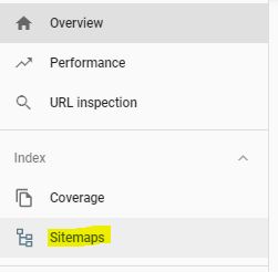 Google Search Console Sitemaps menu