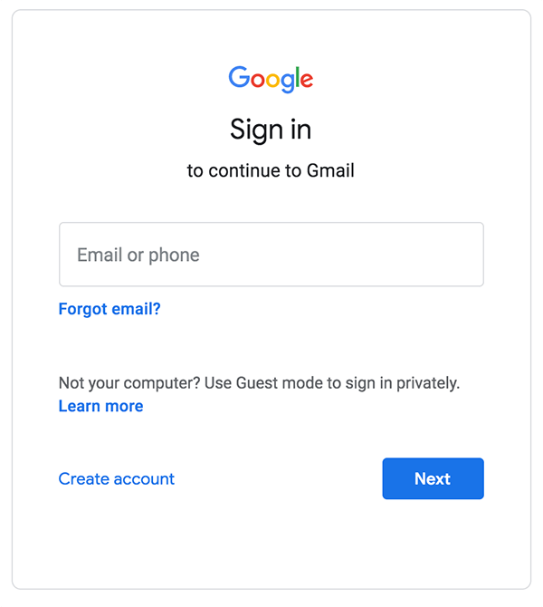 Google's sign in page