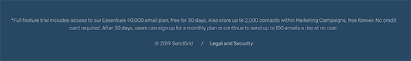 SendGrid footer