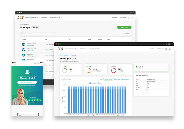 20i Managed VPS control panel screenshots