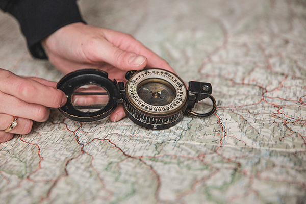 map with a compass