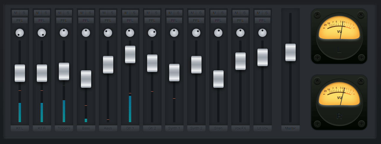 Mixing desk in JavaScript