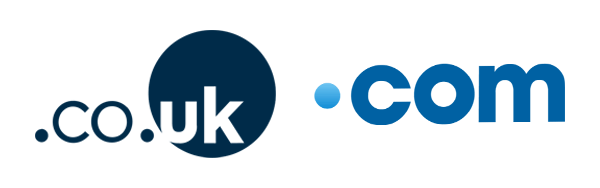 com or .co.uk - the difference, showing the TLD logos