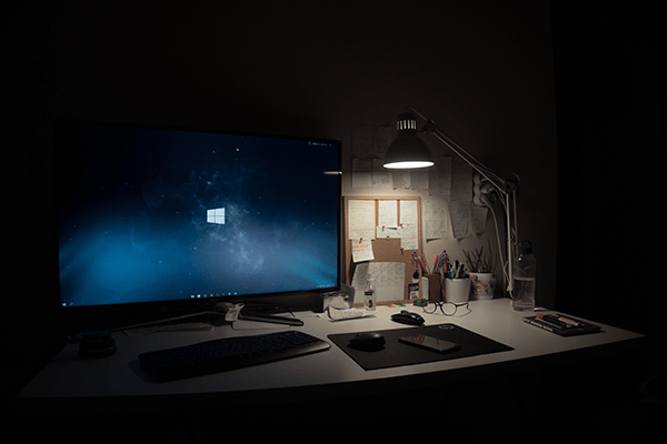 Moonlighting: a work desk at night