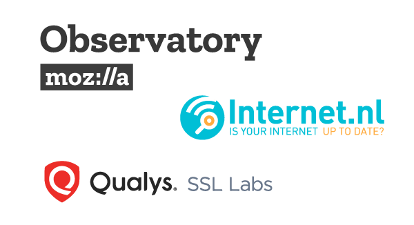 Mozilla Observatory, Internetnl and Qualys logos