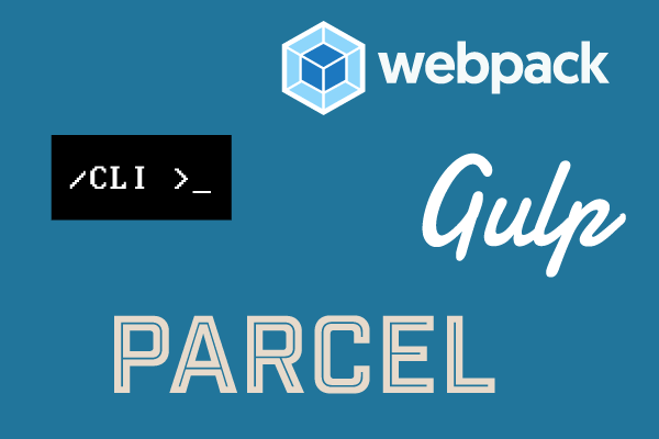 Logos for Webpack, CLI, Gulp and Parcel
