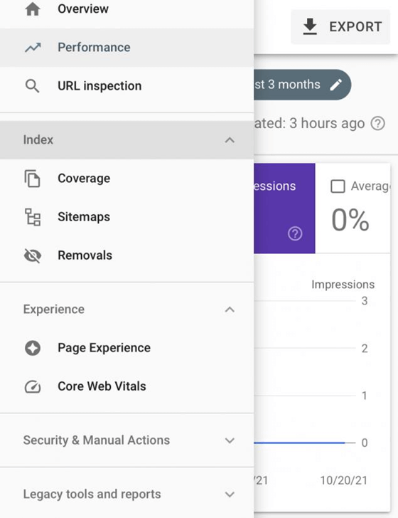 Search Console web page speed testing interface