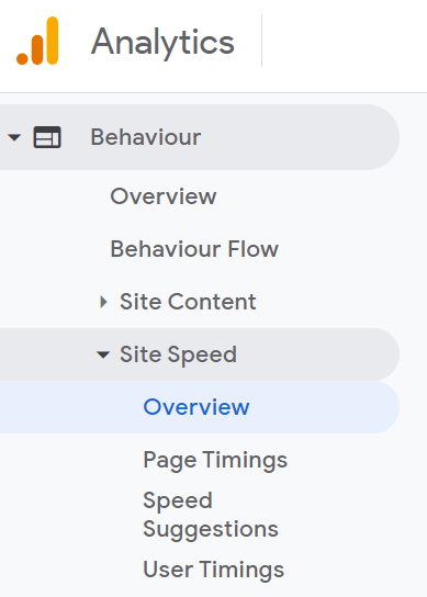 Google Analytics' site speed interface