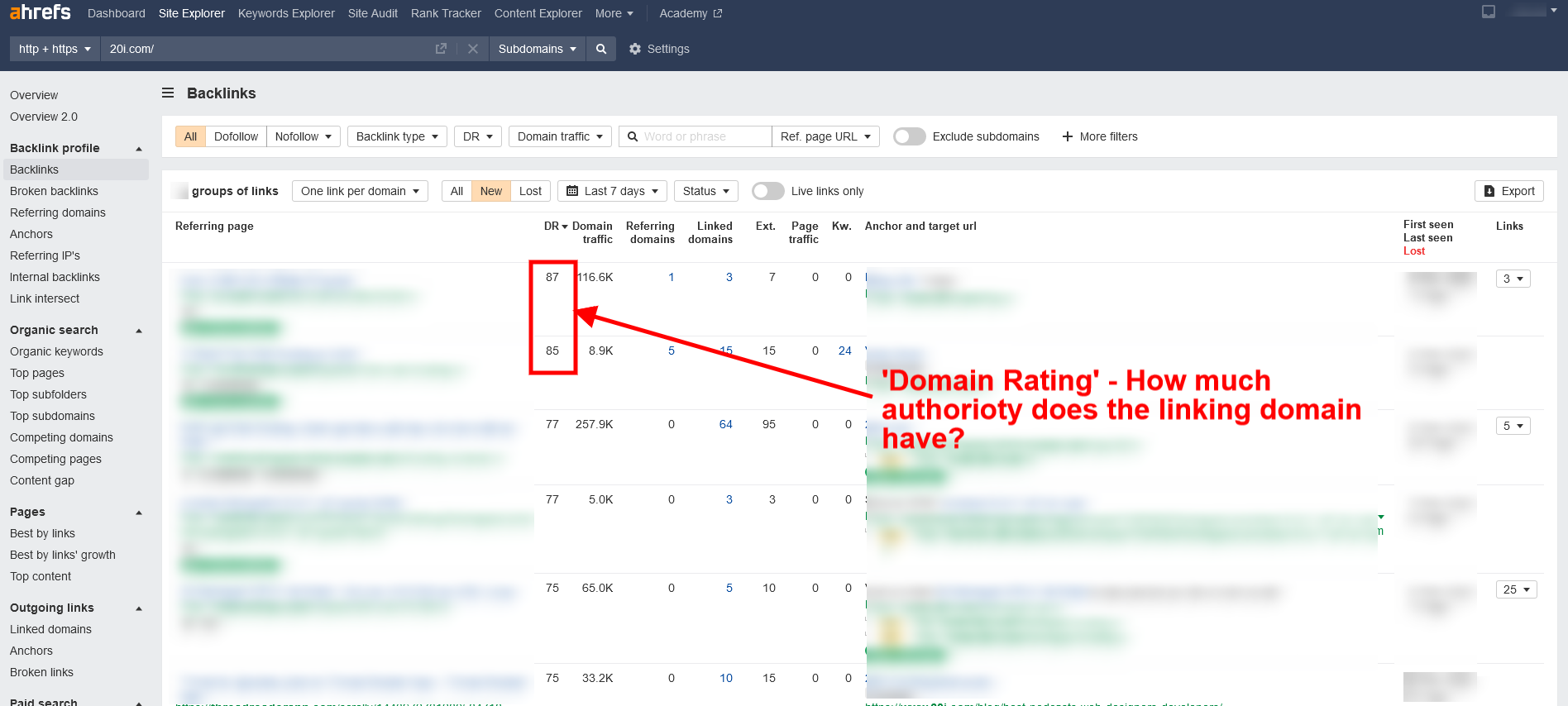 ahrefs backlinks report