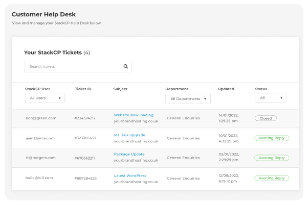 Customer help desk interface