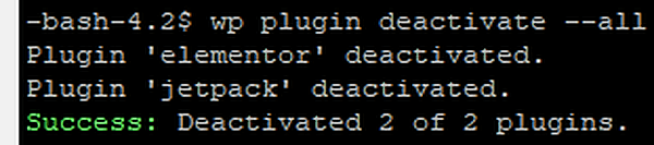 Using WP-CLI to deactivate plugins