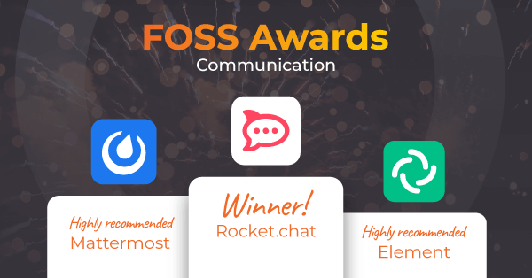 Rocket.chat won the FOSS Award for Communication.