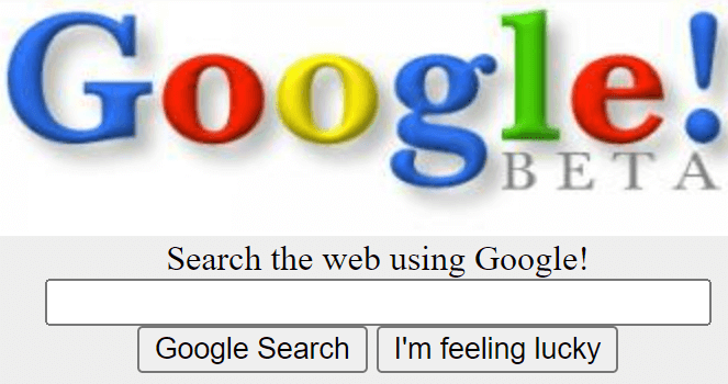 Google Beta from 1998