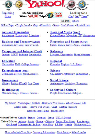 Yahoo home page 1997