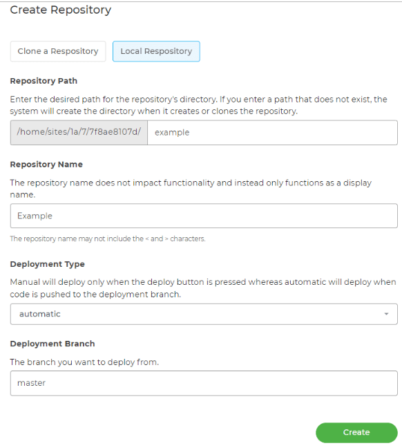 Creating a version control Git repository