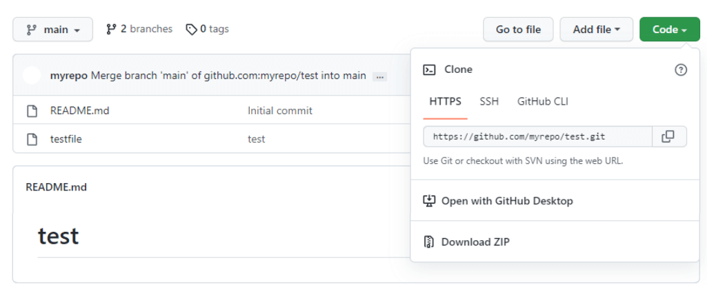 Getting the repo's URL in Github