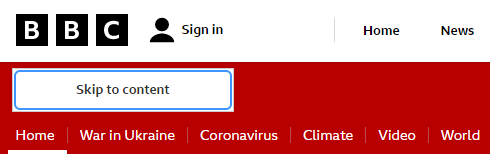 BBC skip to content button